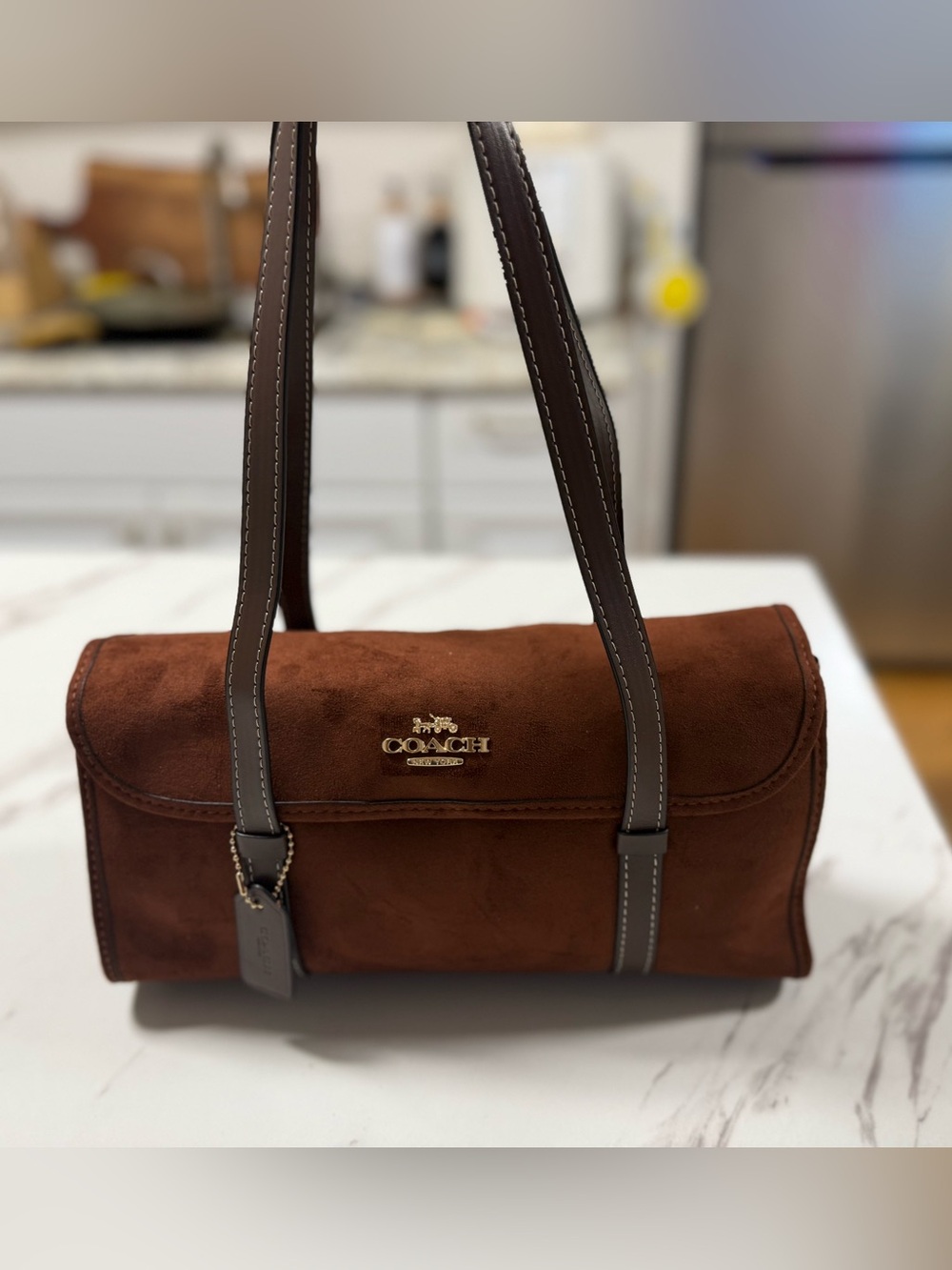 Coach Bridget flap shoulder bag in vintage suede